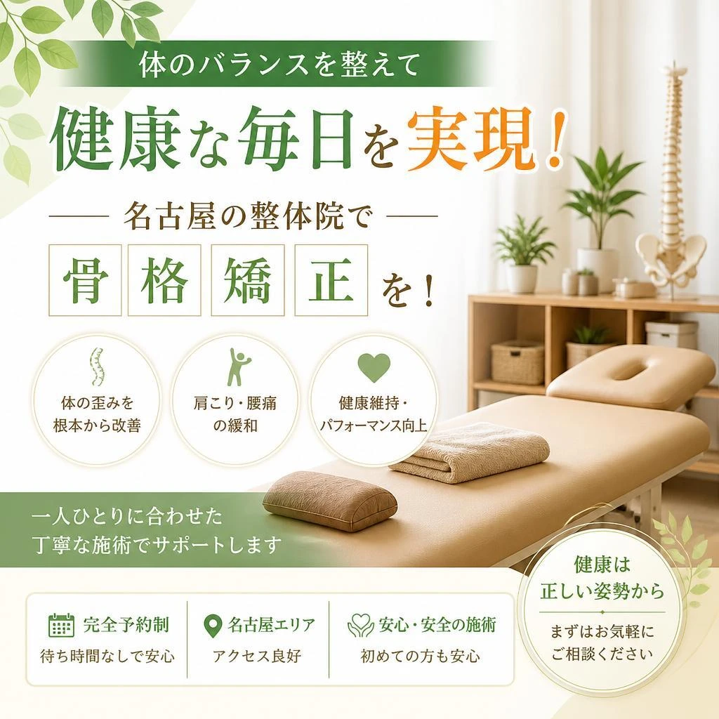 体のバランスを整えて健康な毎日を実現！名古屋の整体院で骨格矯正を！